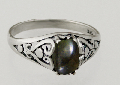 Sterling Silver Filigree Ring With Spectralite Size 5